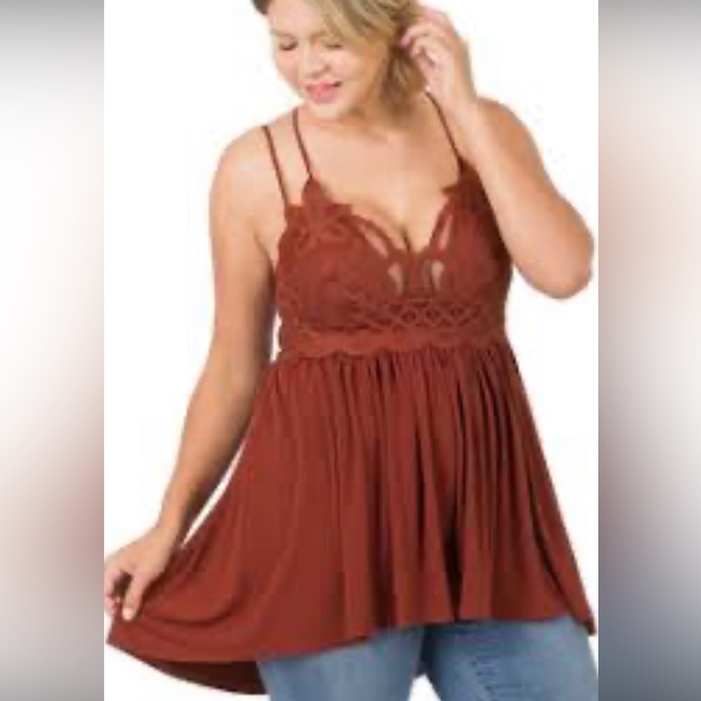 PLUS CROCHET LACE PEPLUM CAMI❤️1left 3X